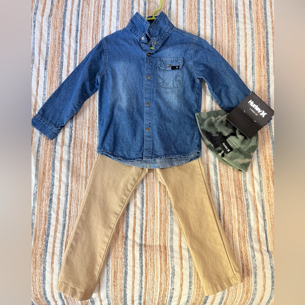 Toddler Boys Volcom Blue Denim Shirt and Jeans Set